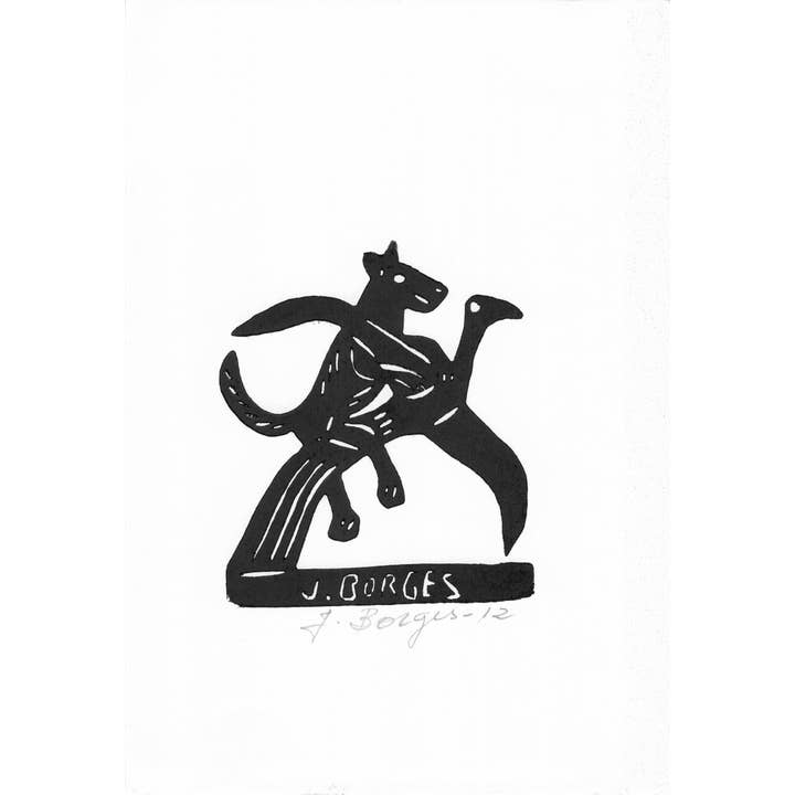 Tesoros Trading Company - Vendita all'ingrosso Stampa artistica - Sm. J. Borges Xilografia, Uccello con Cane #71, Brasile