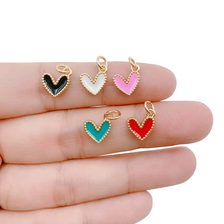 Gold Filled Enamel Tiny Heart Pendant Charm, CP1225 for wholesale by findings4uGem