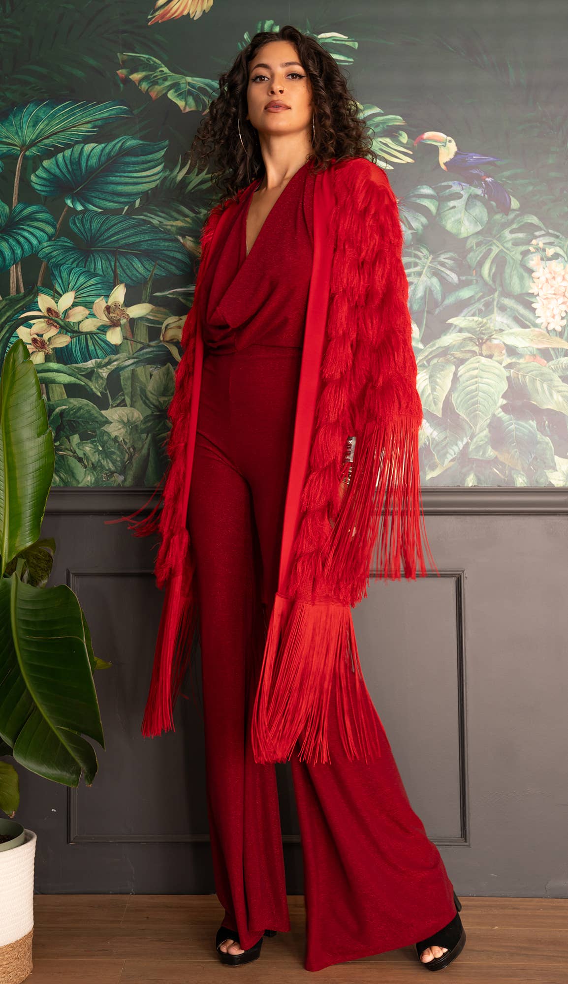 Temple Ro – Großhandel Bademantel – Damen – FRANSENROBE - KARMINROT6