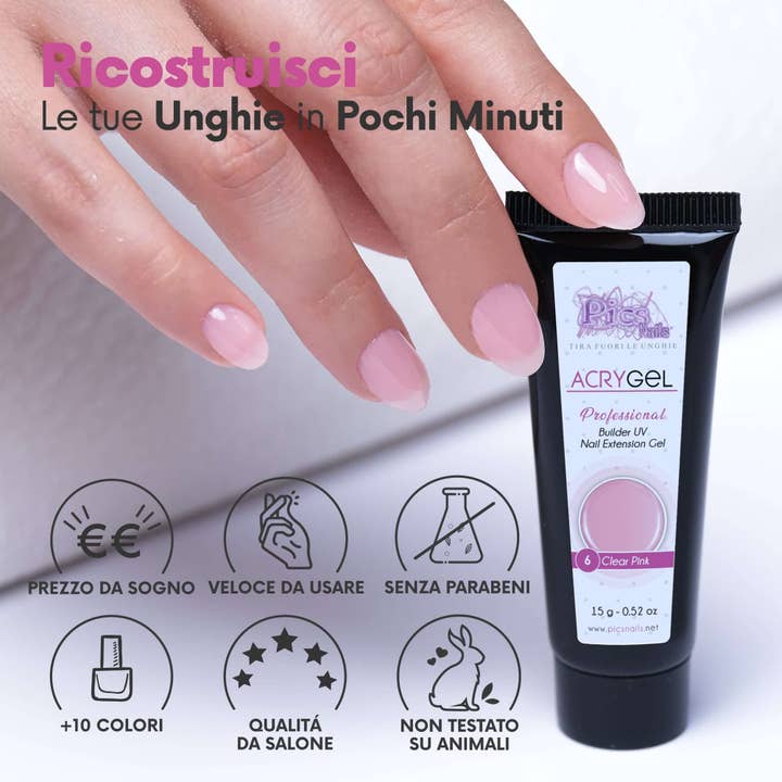 Pics Nails - Wholesale Nail Polish - Acrygel Clear Pink 6 - Acrylic Gel for Nails 15g2