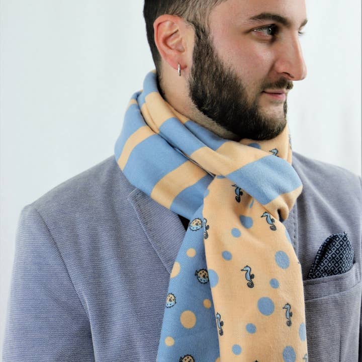 Scarf Designers - Wholesale Scarf - Women's - Warm Cotton Scarf for Women with Marine Seahorse Pattern3
