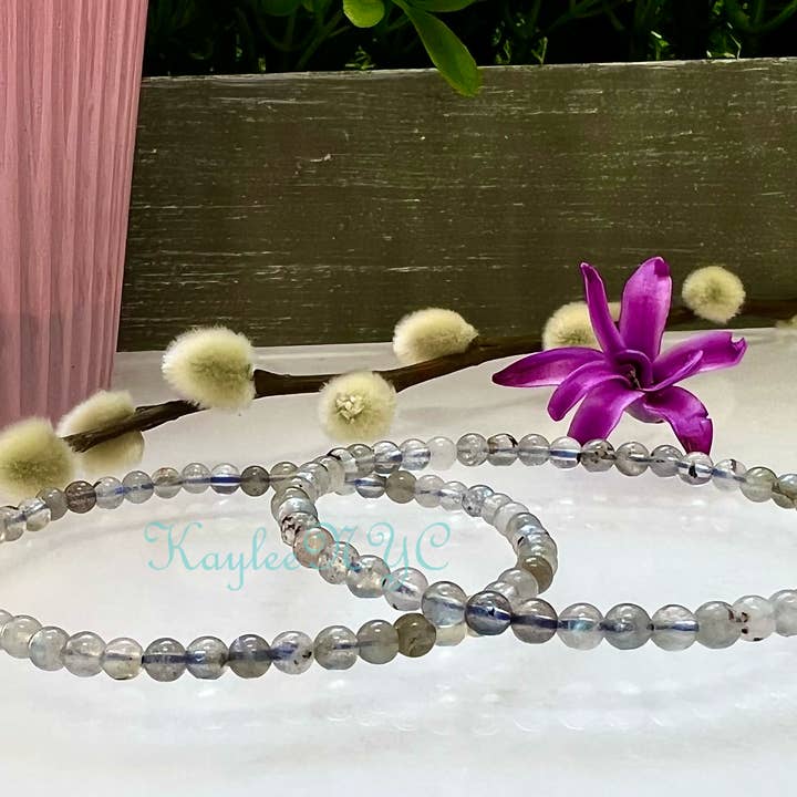 KayleeNYC - Wholesale Beaded Bracelet - Natural Labradorite 4mm 7.5” Crystal Hea