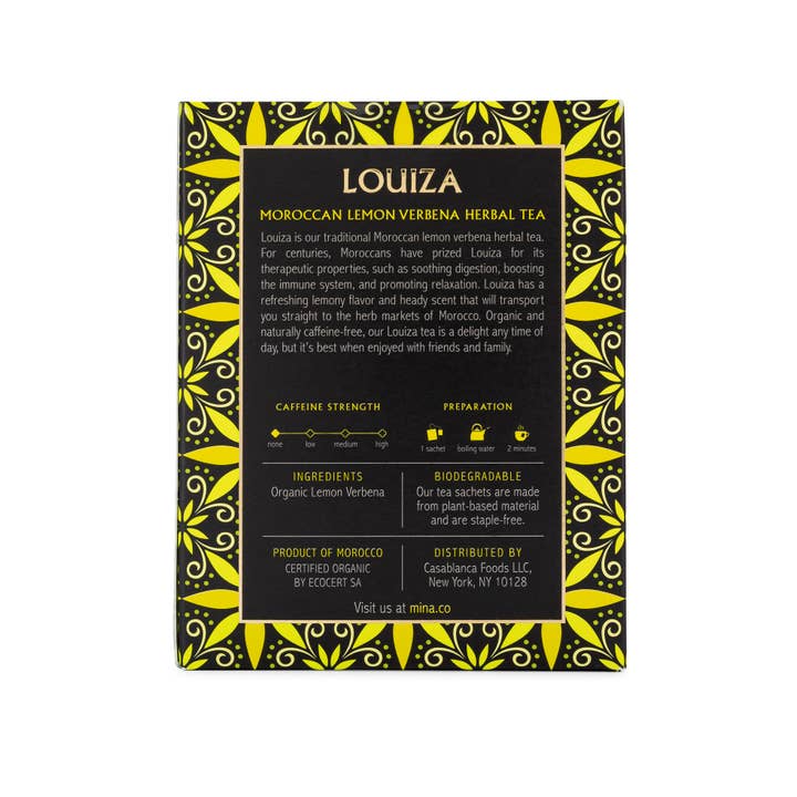 Mina - Wholesale Health/Detox Tea - 15 ct Louiza Organic Moroccan Lemon Verbena Herbal Tea