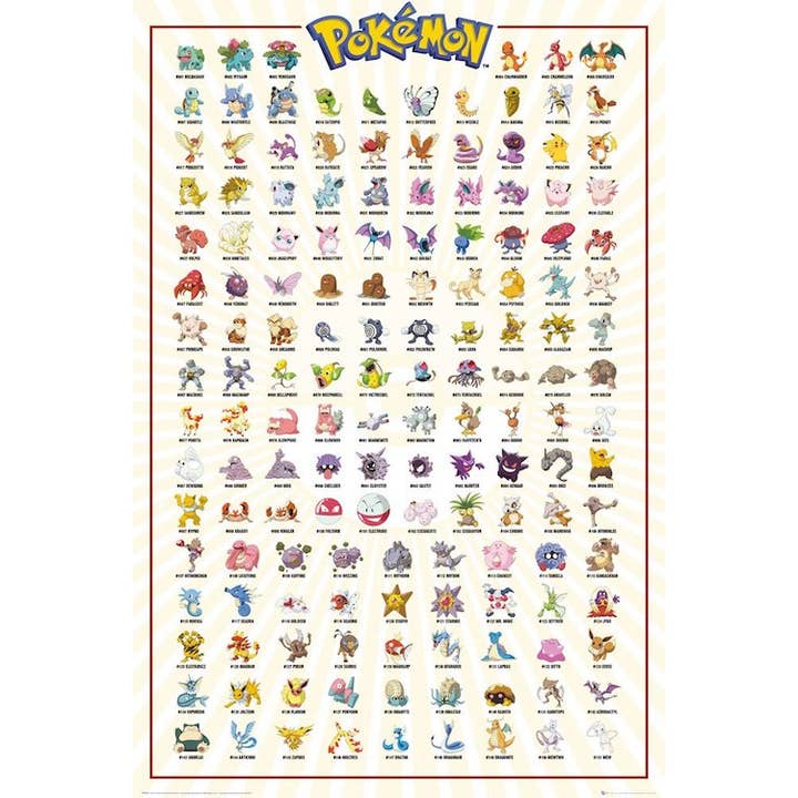Posters Wholesale - Wholesale Poster - Pokemon Kanto 151 Anime Poster Size 24X36
