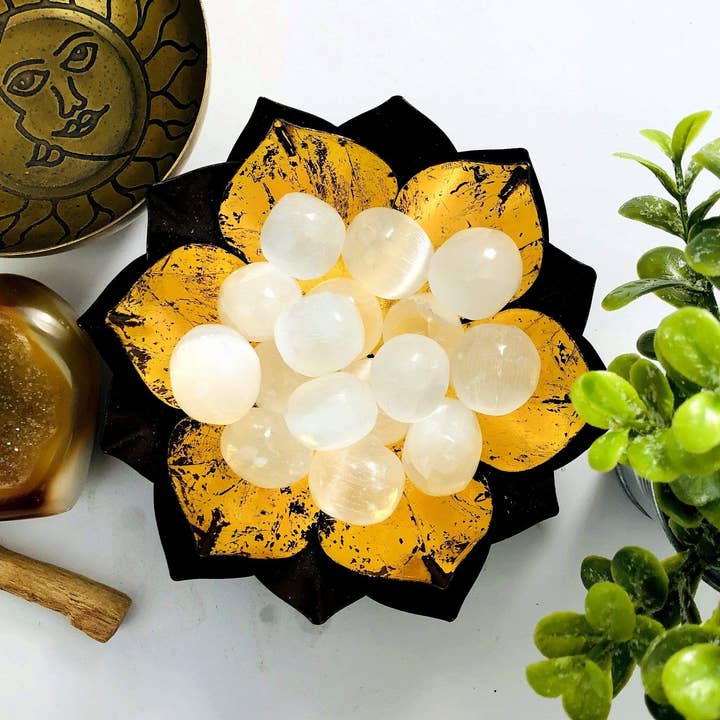 Rock Paradise - Wholesale Spiritual Stone/Crystal - Crystal Selenite Tumbled Freeform - 1/2 Lb - Medium Size1