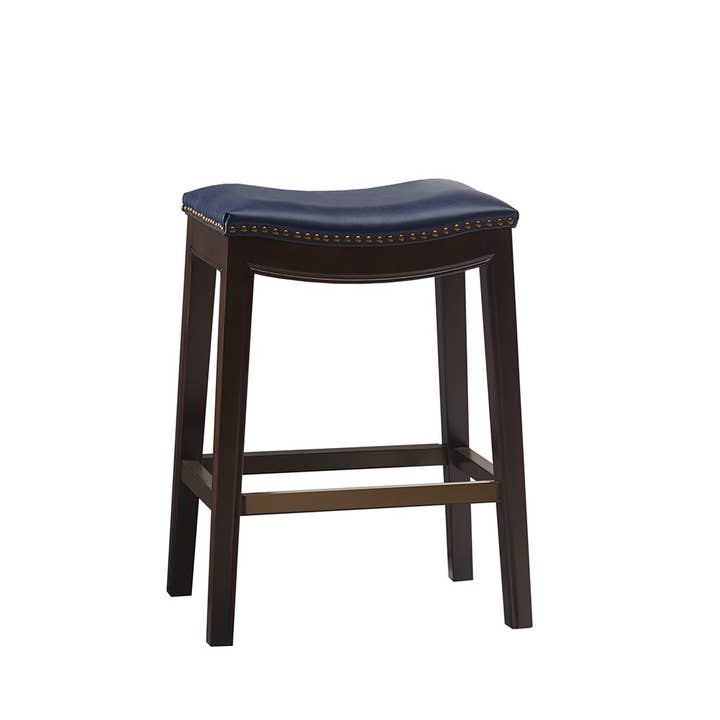 Olliix - Wholesale Stool - Leather Saddle Counter Stool, Navy Blue