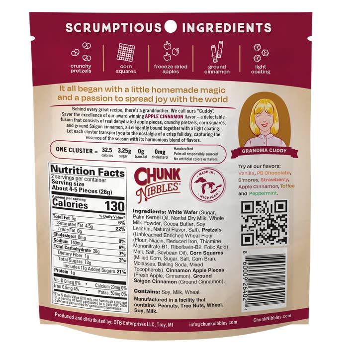 Chunk Nibbles - Wholesale Pretzels - Apple Cinnamon Chunk Nibbles 2oz Snack Pack6