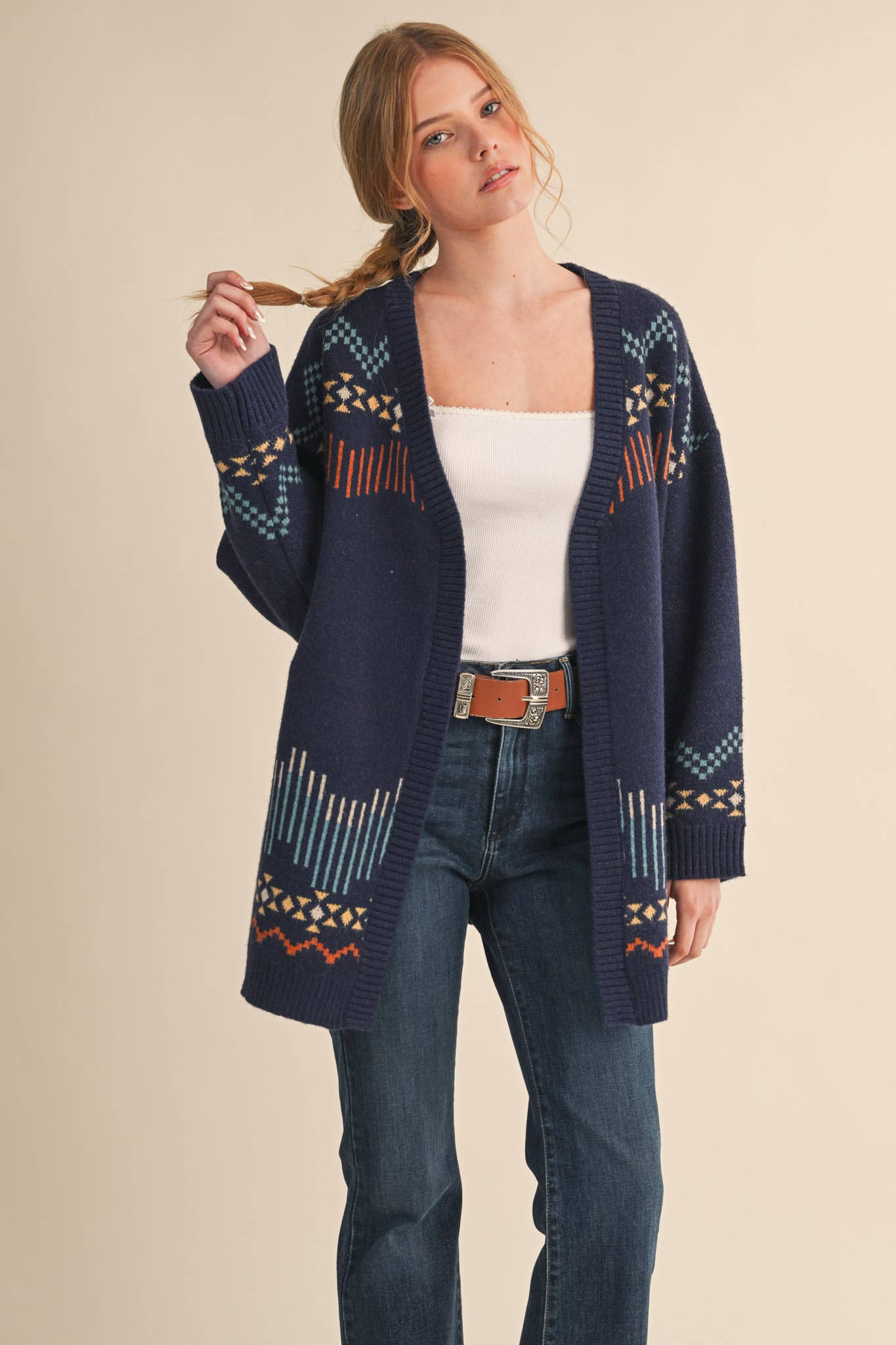 &MERCI - Wholesale Cardigan - Women's - WESTERN MOTIF SWEATER CARDIGAN MSW1113531