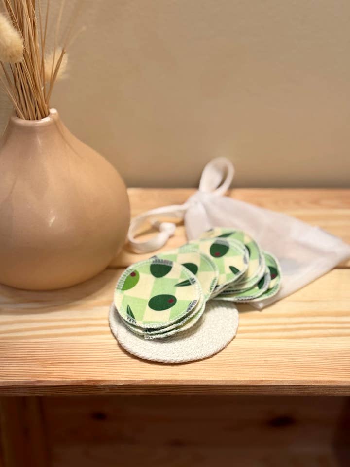 Organic Cotton Rounds - Olives for wholesale by Freon Collective