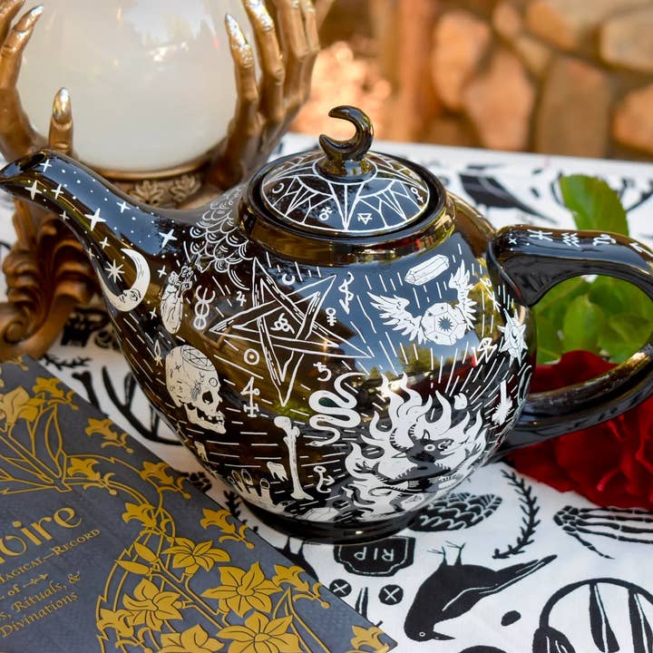 All Little Cute Things - Wholesale Tea Pot - Teapot. Satanic Witches Brew Coven Black Skulls