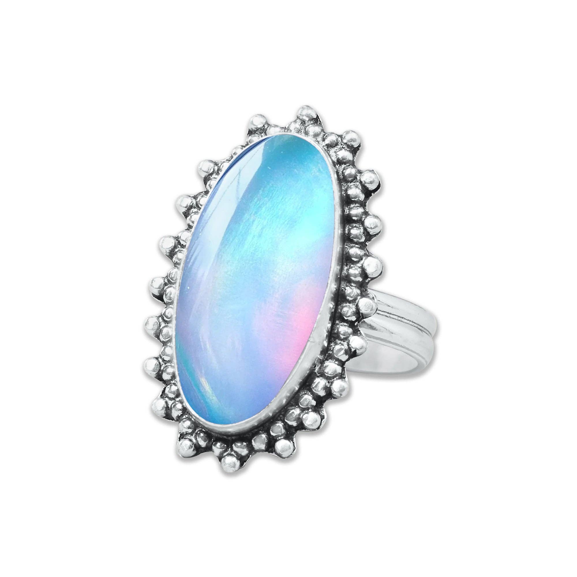 Handmade Jewels – wholesale Cocktail/Statement Ring – Aurora Opalringar – handgjorda, silverpläterade med blandade boho-mönster (tillverkas på beställning)9