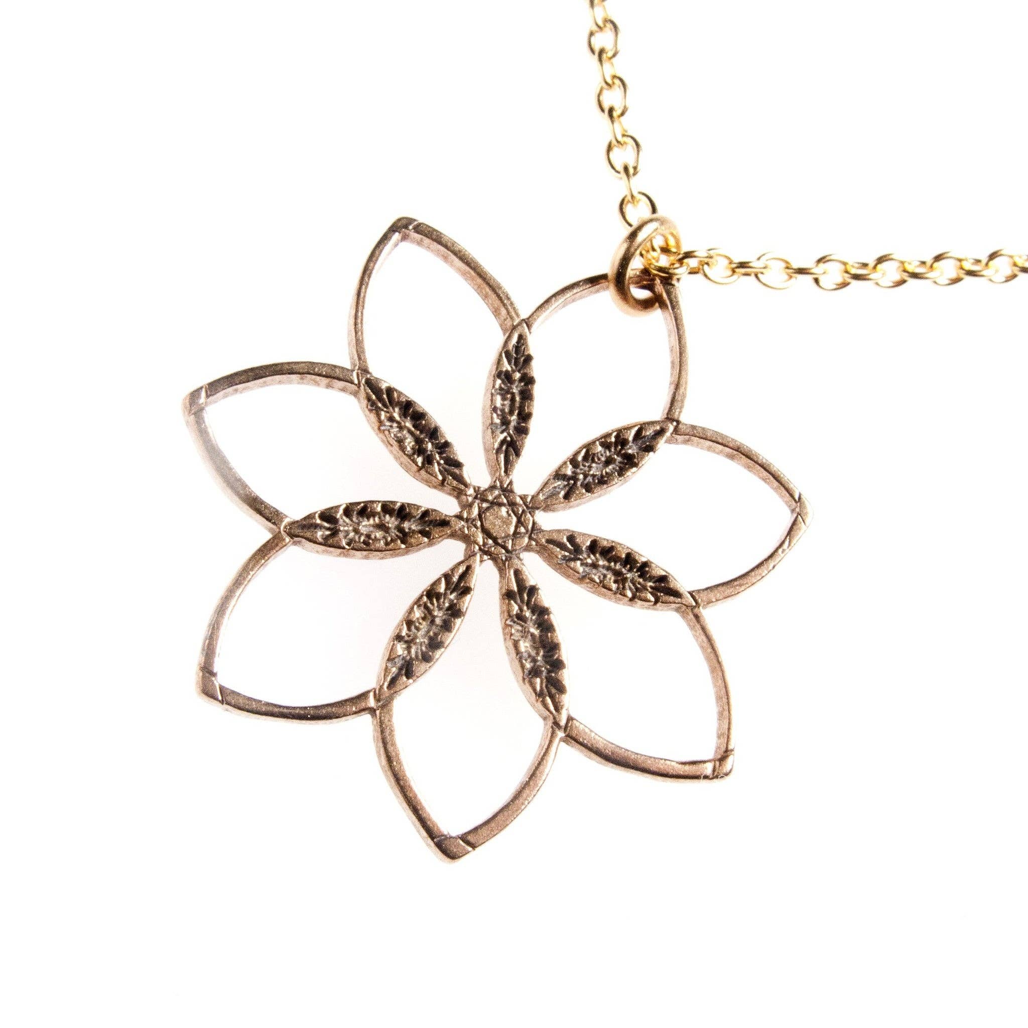 From War to Peace - Wholesale Pendant/Charm Necklace - Flower Power! Peace Bronze Pendant Necklace on 18" Rolo Chain0