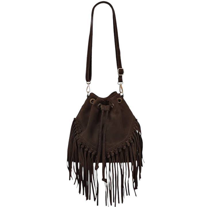 MODARNO – Engroshandel Skuldertaske – til kvinder – Modarno Suede taske med frynser 26x13x26 cm12