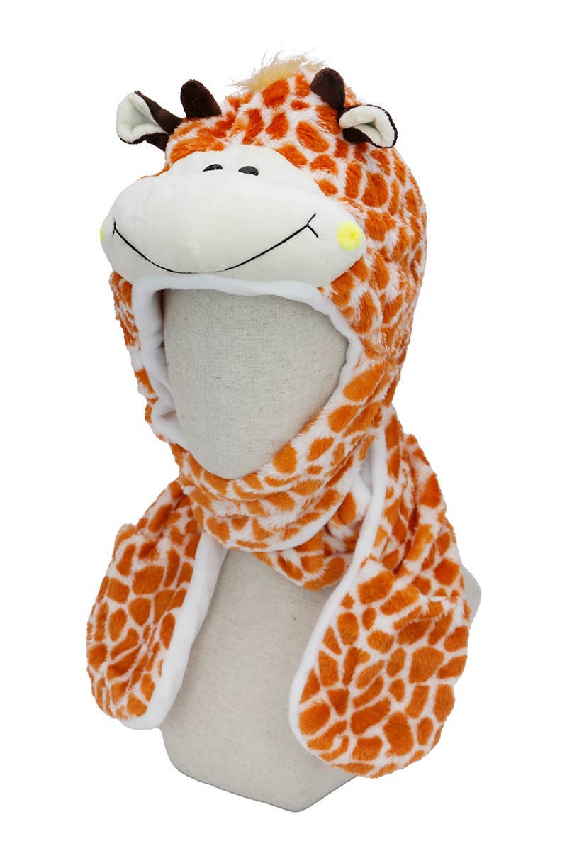 ASSORTED Animal Pals Fuzzy Plush Hat With Long Ear Flaps for wholesale on Faire12