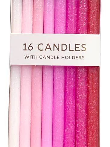 Set de 16 Velas Altas en Degradado Rosa con Portavelas para venta al por mayor de Party Partners