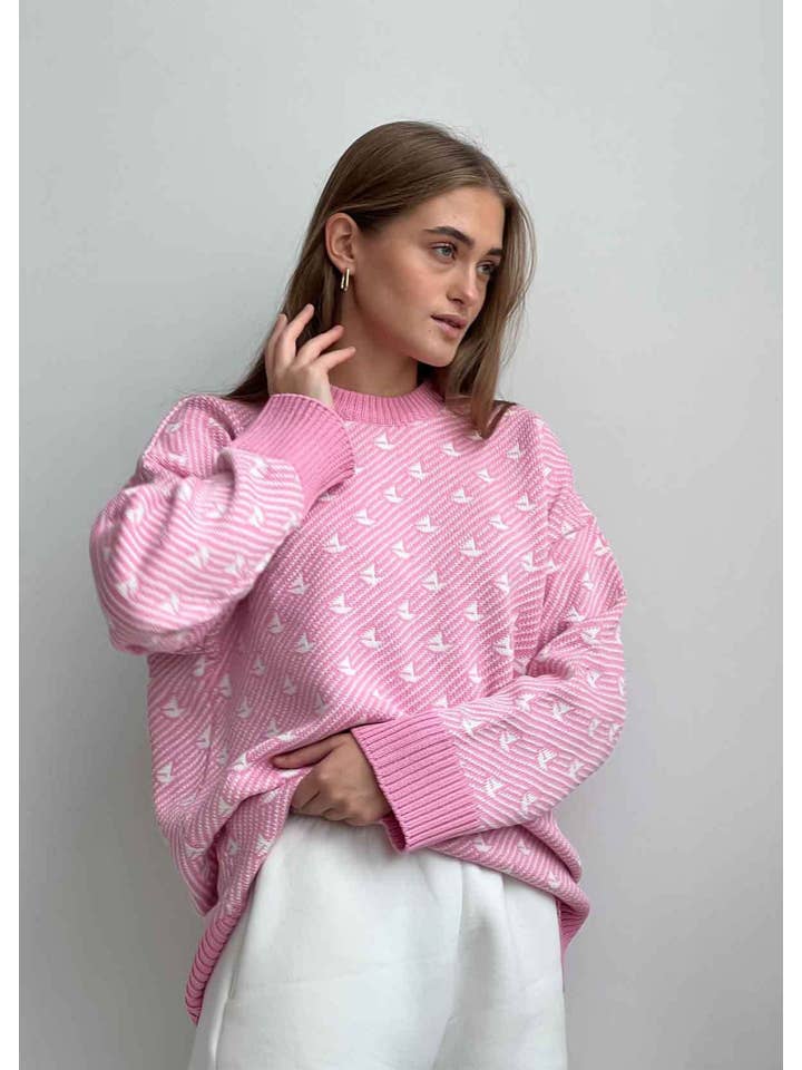 Pink Nautical Charm Knit Sweater for wholesale on Faire