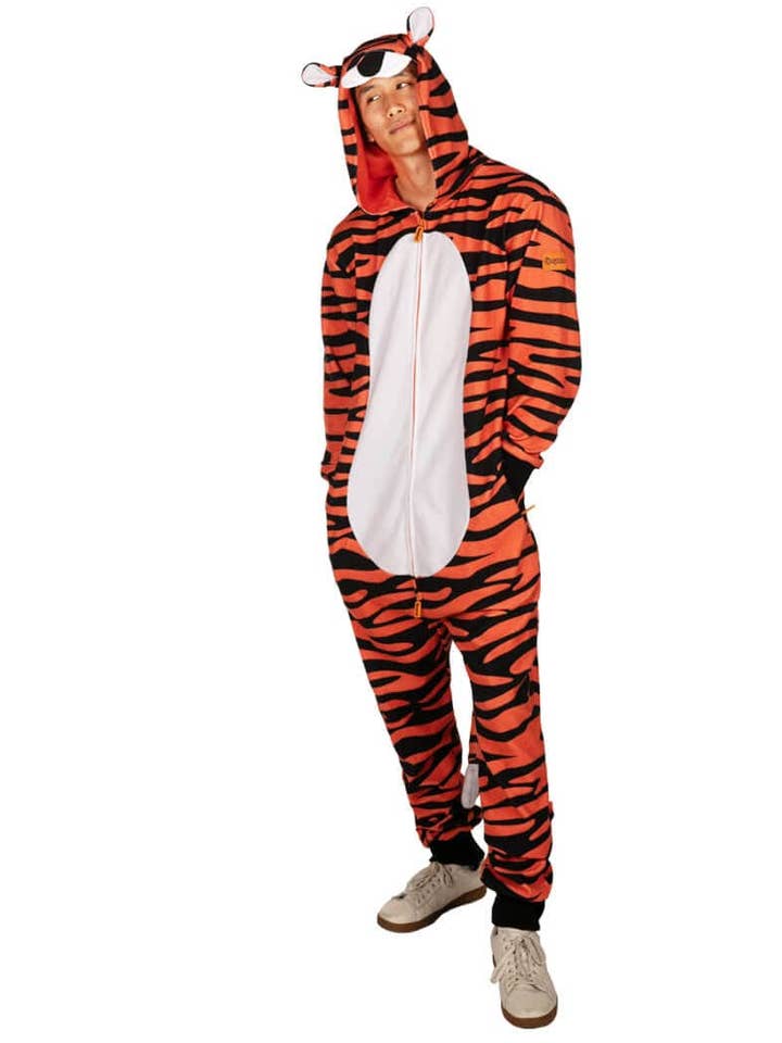 Combinaison Tigre - Costume de Saut pour Homme Grand Félin d'Halloween pour la vente par Tipsy Elves