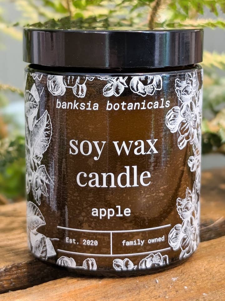 Apple Scented Candle - 100% Vegan Soy Wax for wholesale by Banksia Botanicals