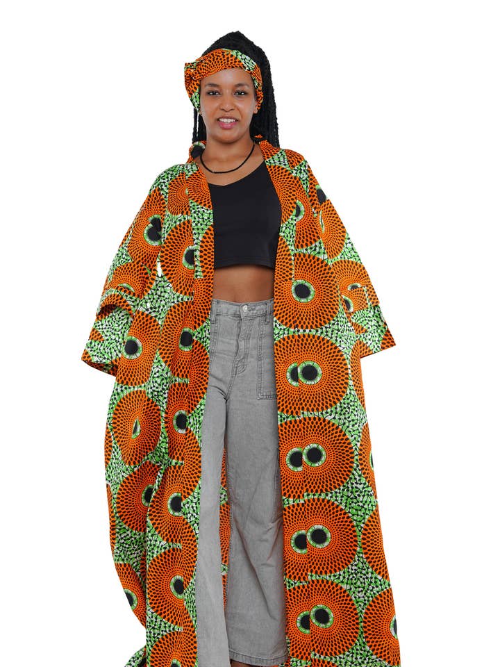 Ankara Long Kimono | Robe | One Size for wholesale by Satsuma Wholesale