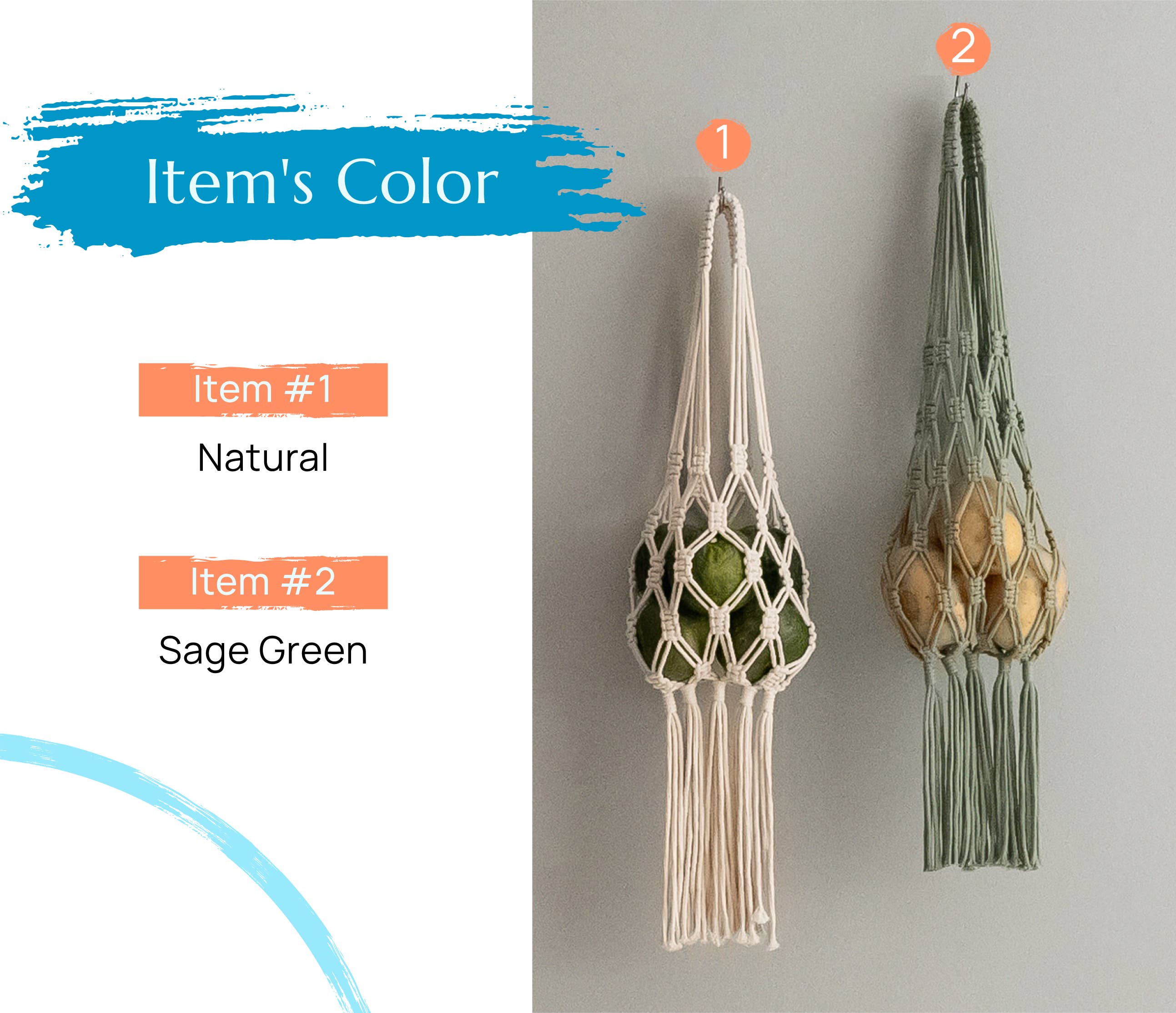 BeanDaikon - Wholesale Fruit basket - Macrame Hanging Fruit Basket I662