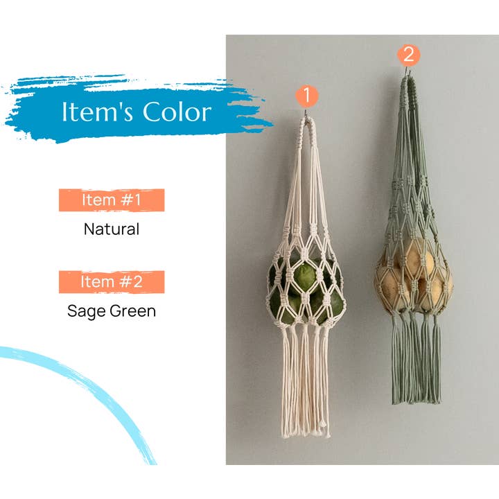 BeanDaikon - Wholesale Fruit basket - Macrame Hanging Fruit Basket I662