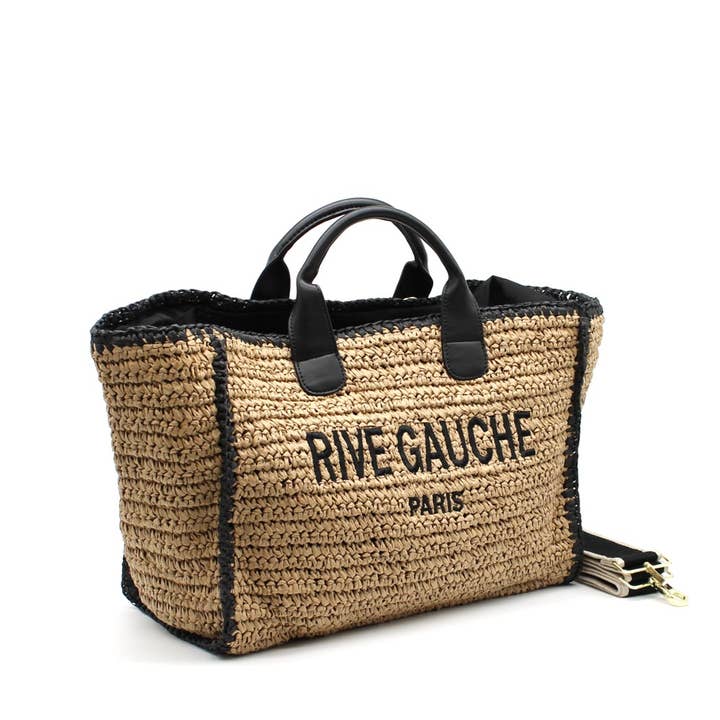 Vimoda - Wholesale Beach Bag - CROCHET RIVE GAUCHE bicolor woven tote bag
