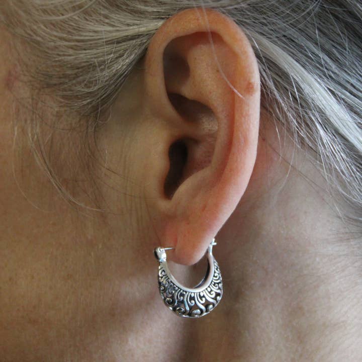 Tika – wholesale Hoop earrings – Silver Filigree Earrings