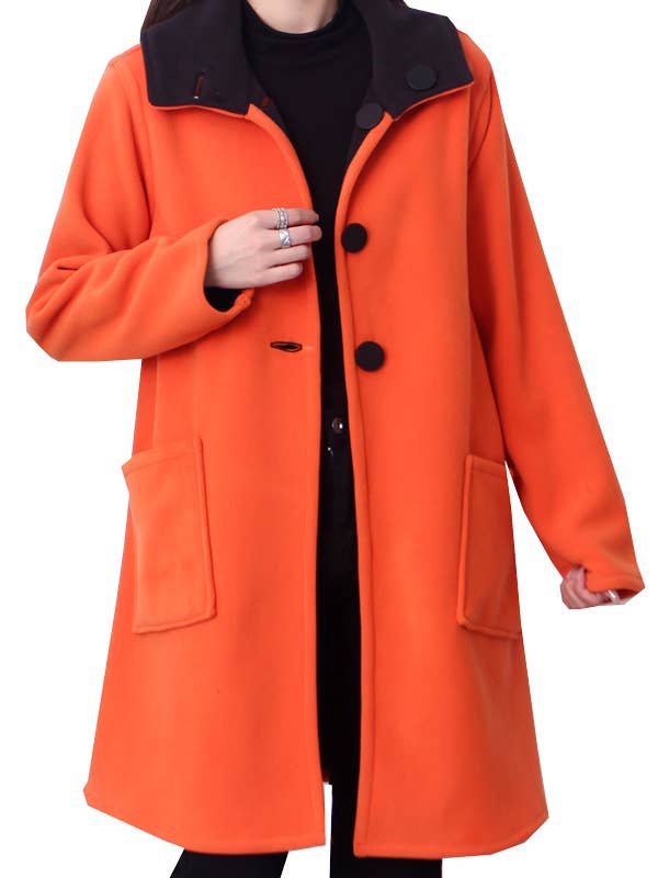 Winding River - Wholesale Coat – Women’s - **Closeout Price** Orange / Black Fleece Buttoned Coat