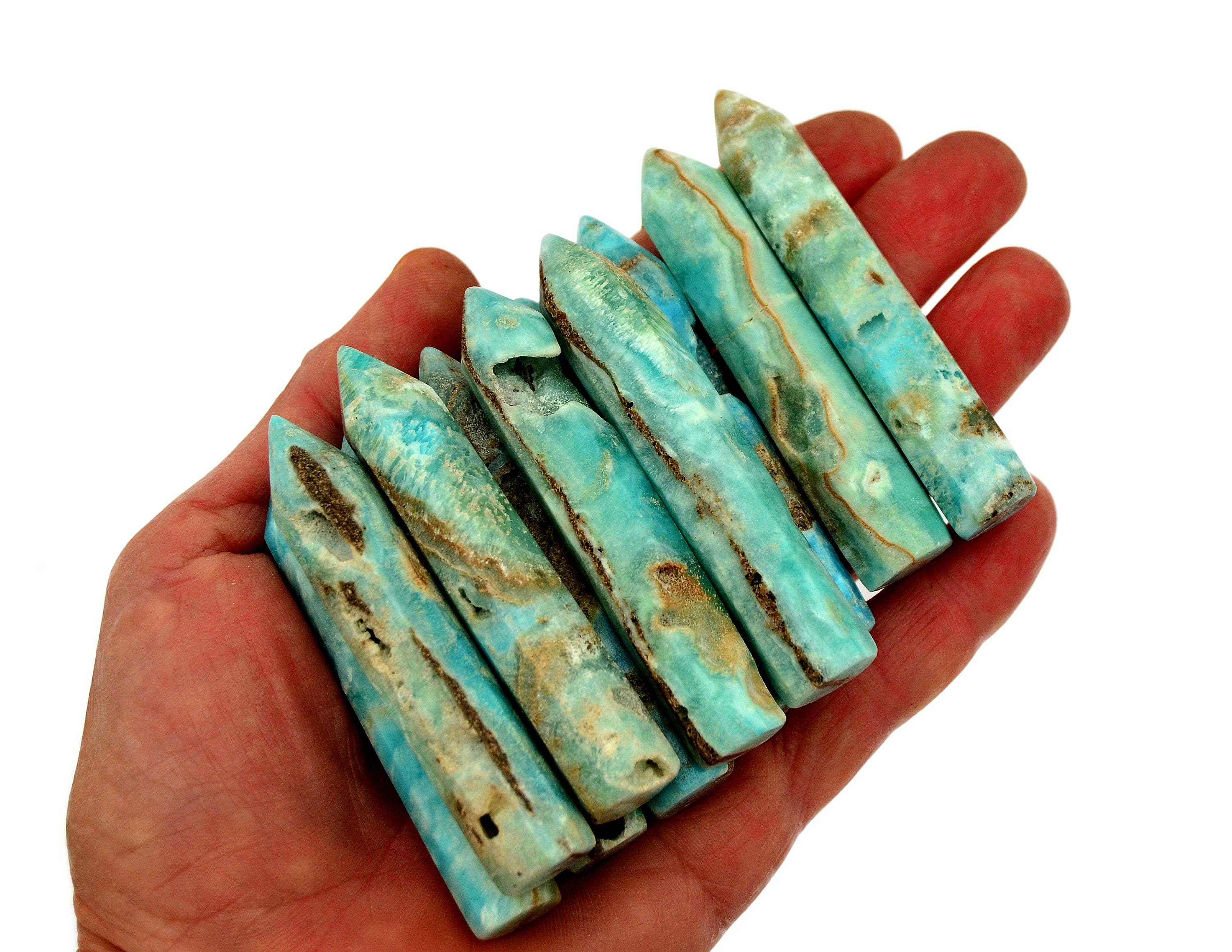 Kaia & Crystals – Großhandel Spiritueller Stein/Kristall – Blauer Aragonit Kristall-Spitzenpunkt (70 mm)2