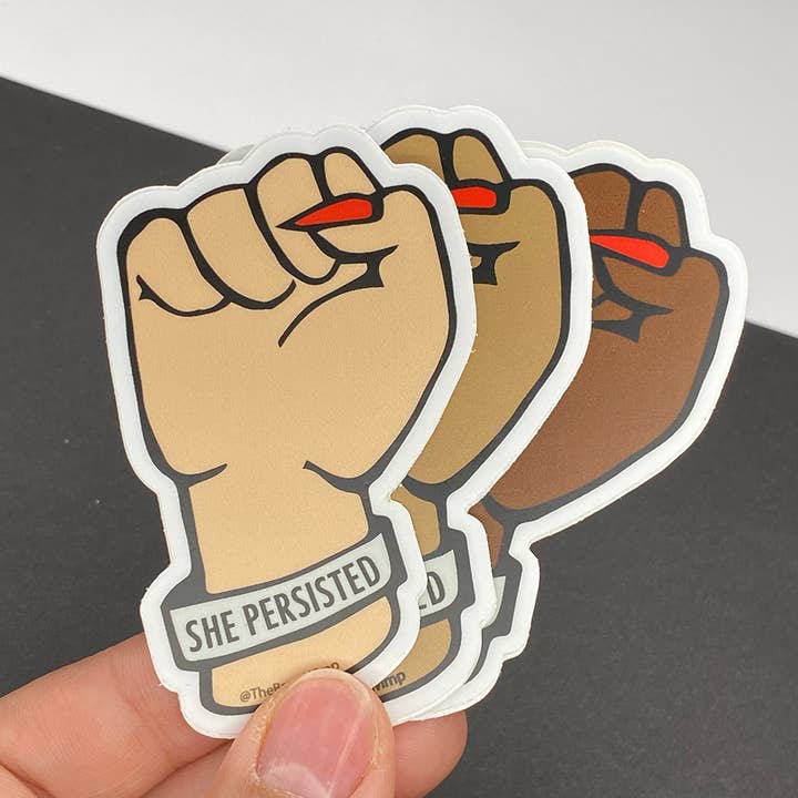 Brave Wimp – wholesale Sticker – She Persisted Feminist Fist Sticker1