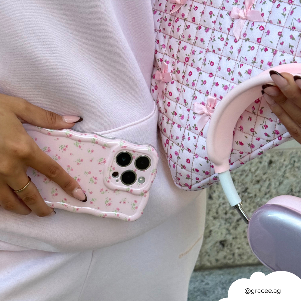 Coconut Lane - Wholesale Phone Case - Women's - Wavy Phone Case - Ditsy Floral Pink5