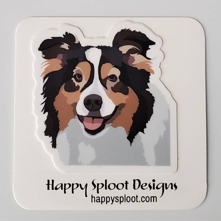 Happy Sploot Designs - Wholesale Sticker - Share Joy -- Australian Shepherd Dog Vinyl Sticker