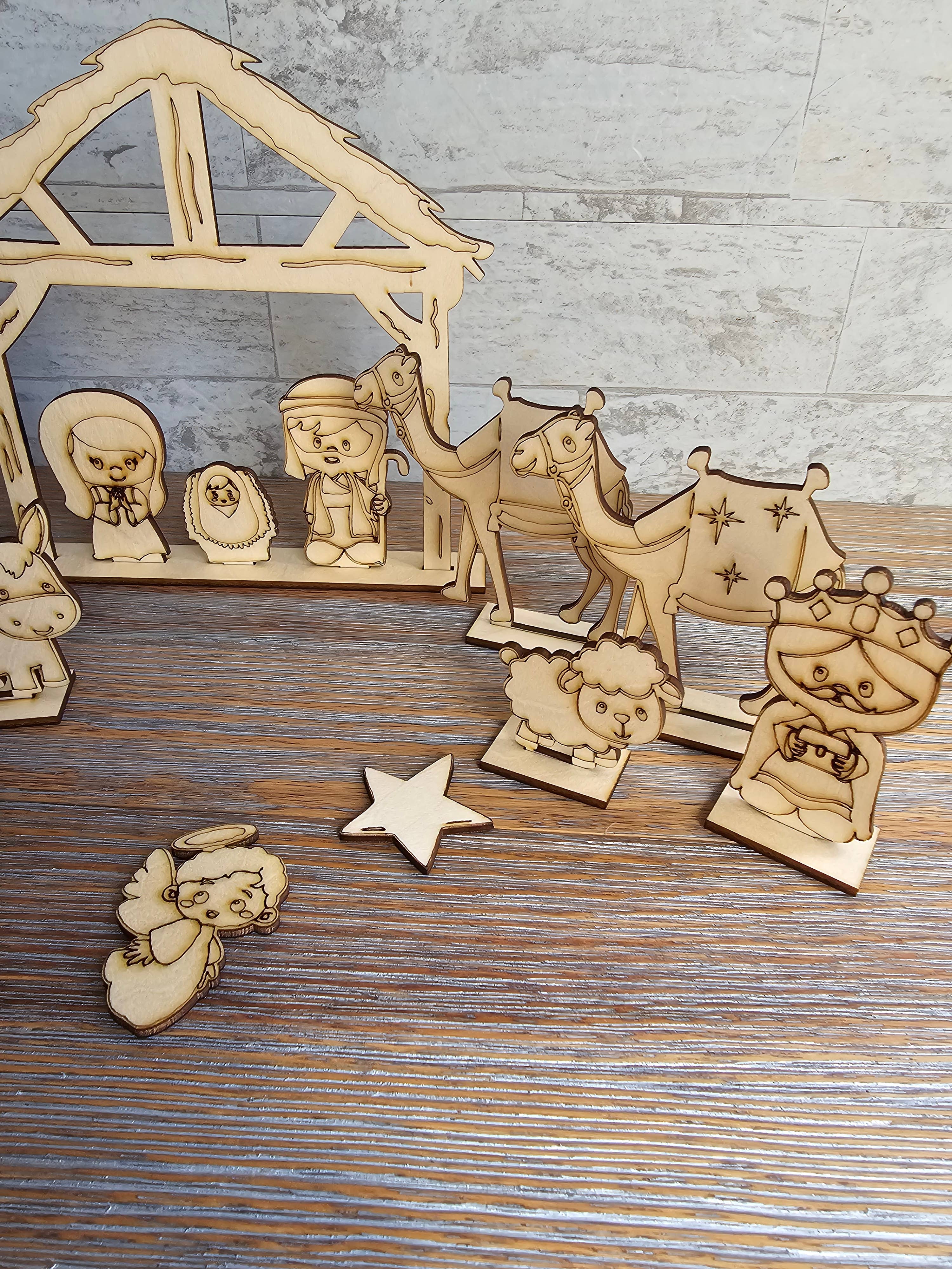 LB Personalized Design - Wholesale DIY Craft Kit - Wood Nativity Set - DIY Paintable Christmas Craft2