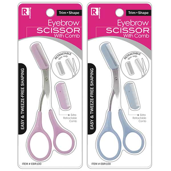 Majestic Wholesale - Wholesale Eyebrow Razor/Shaper - MAGIC COLLECTION EYEBROW SCISSOR W/COMB ASST COLOR 1DZ