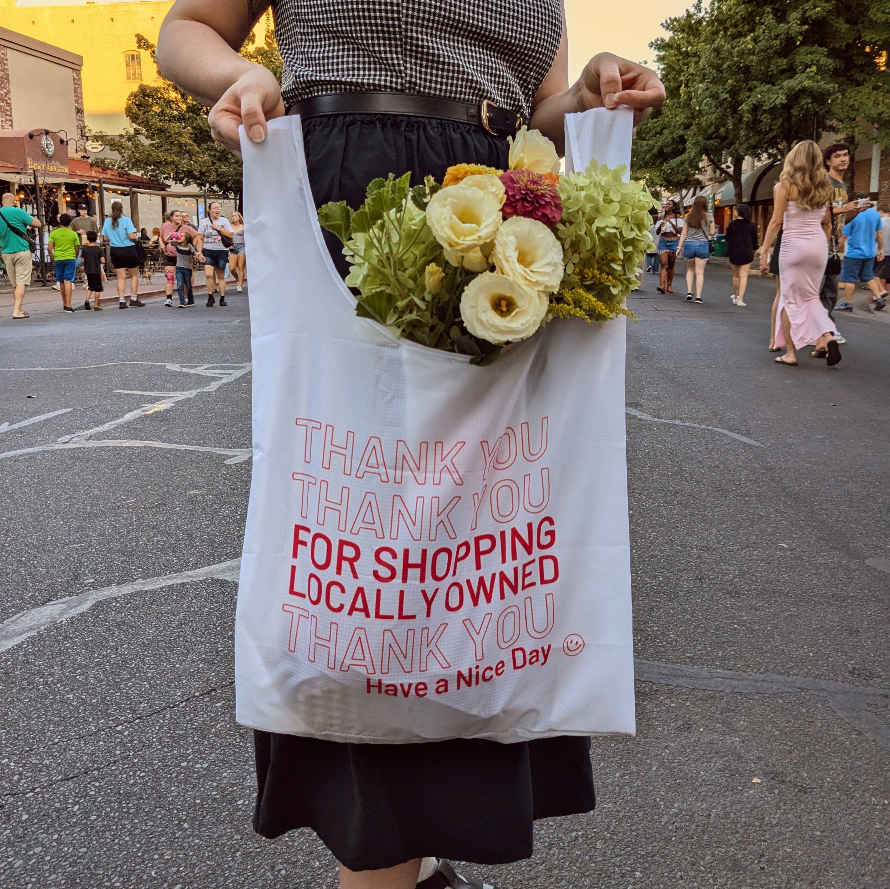 Ghost Poppy - Wholesale Tote Bag - Unisex - Thank You For Shopping Local Reusable Tote Bag1