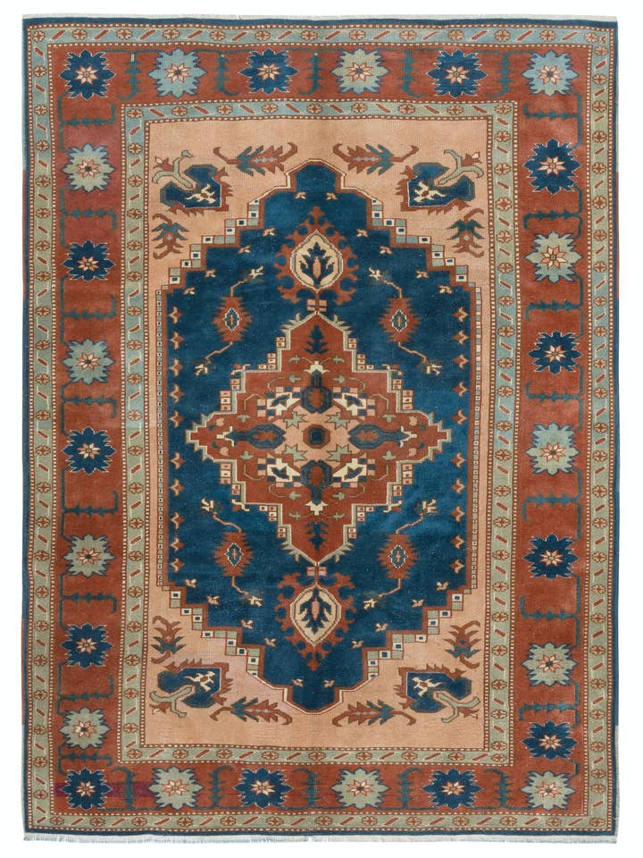 Alfombra turca vintage única hecha a mano de 6,6x9 pies. 100% lana. para venta al por mayor de Rug Specialist LLC.