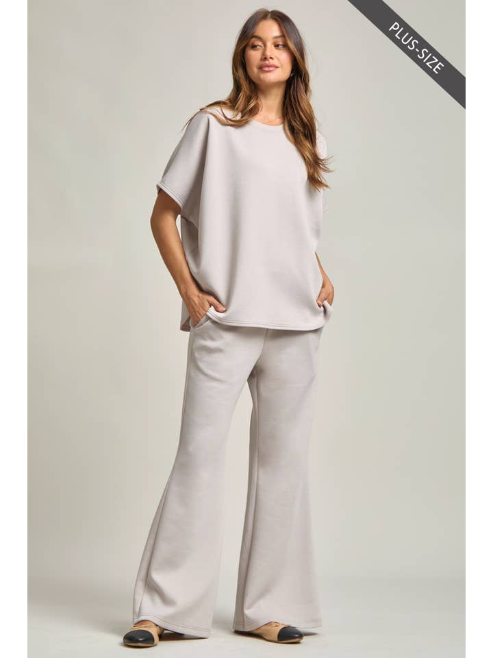 Dear Scarlett - Wholesale Top & Pant Set (NOT Loungewear) - Women's - PLUS SIZE Poncho Top + Bell Bottom Modal Set 18