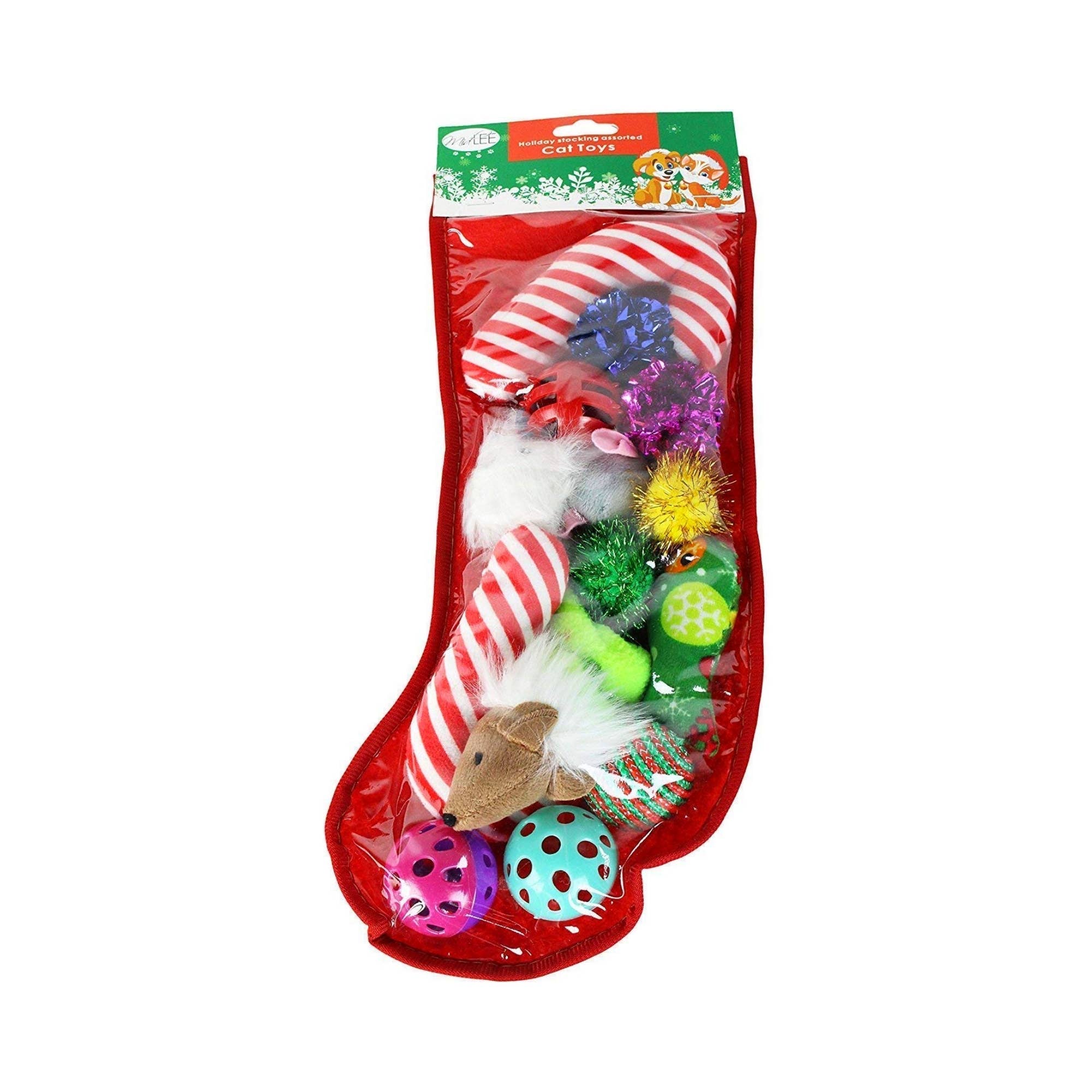 Midlee Designs – Engroshandel Legetøjssæt - Kat – Midlee Christmas Strømpe Cat Toy Gavesæt (14 Legetøj)3