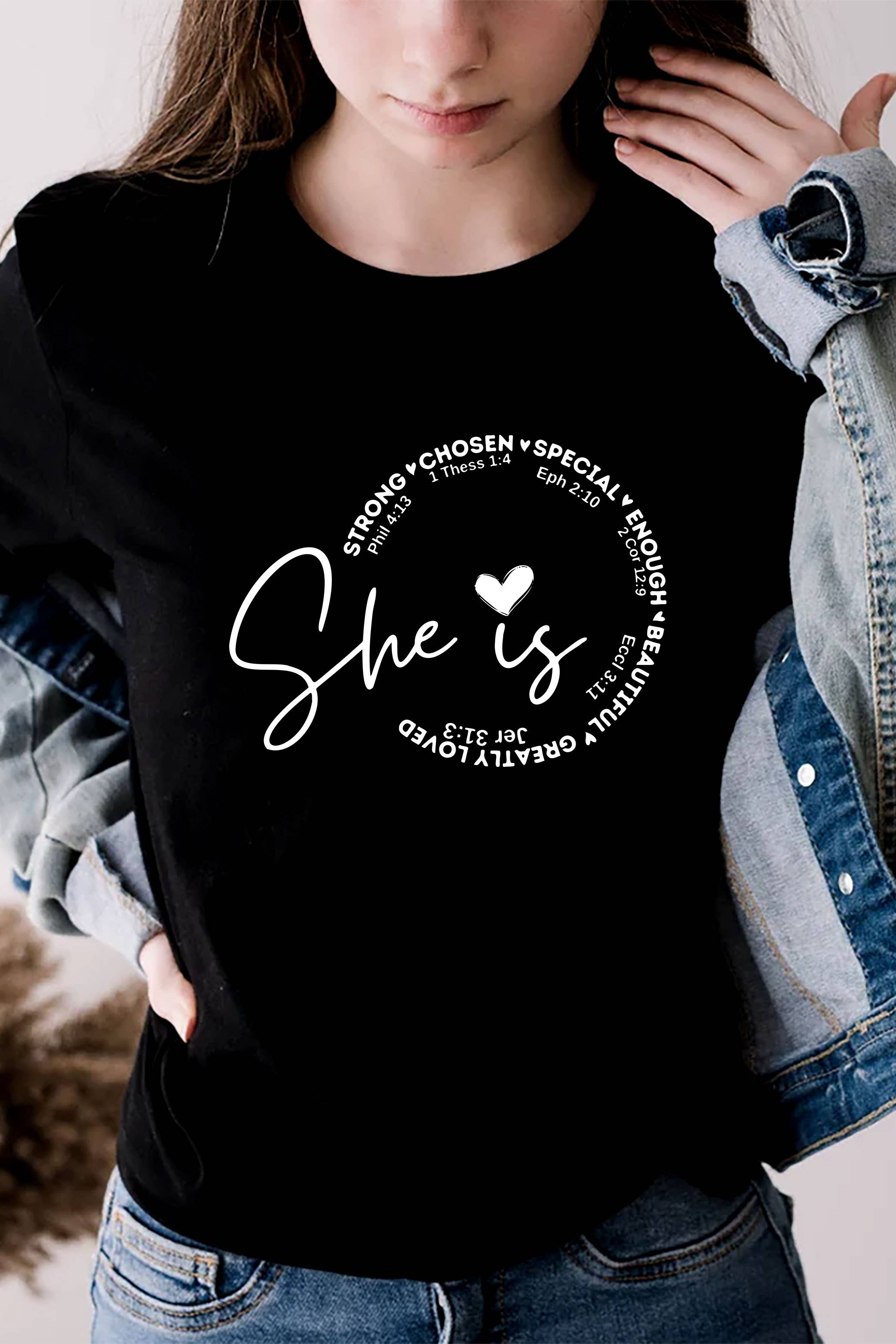 Top Avenue - Wholesale Screen Printed T-Shirt - Women's - She Is Strong Chosen Special, Unisex Round Neck T-Shirt16