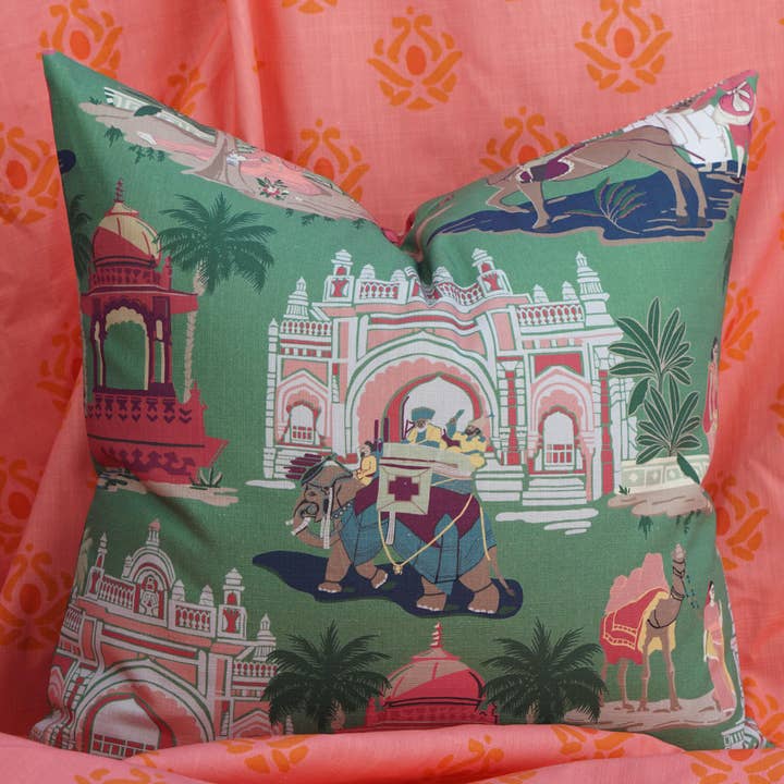 Post House - Wholesale Throw/Decorative Pillow - Bara Bazaar in Viridian Pillow2