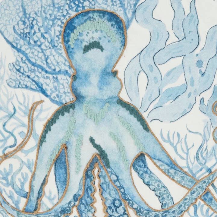 Bleu Marine Coussin Poulpe Extérieur Fantaisiste en vente sur Faire