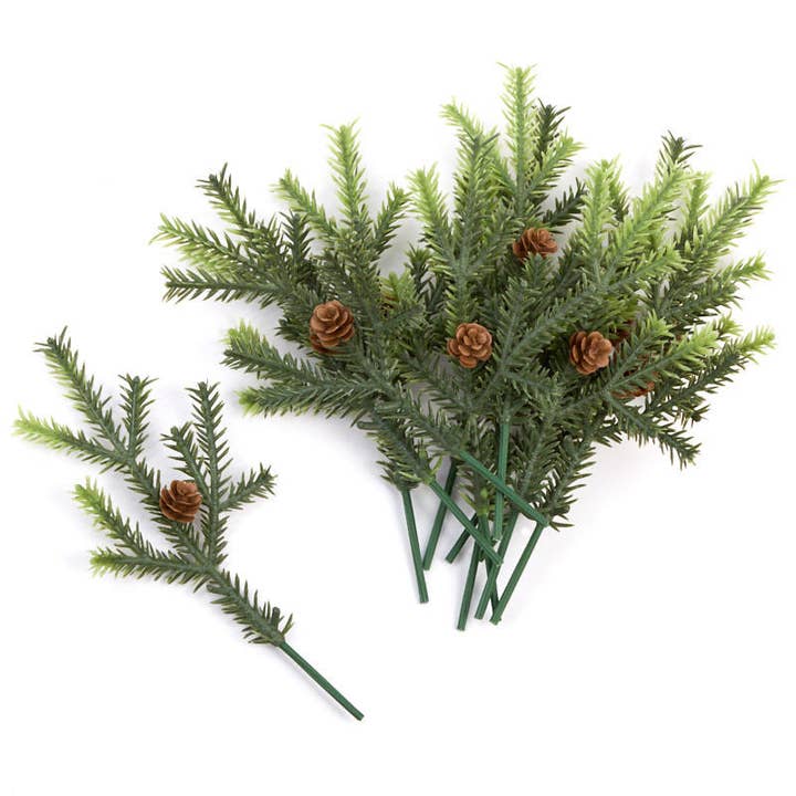 Factory Direct Craft - Wholesale Artificial Flowers - 5-1/2" Weatherproof Mini Pencil Pine with Pinecone Picks2