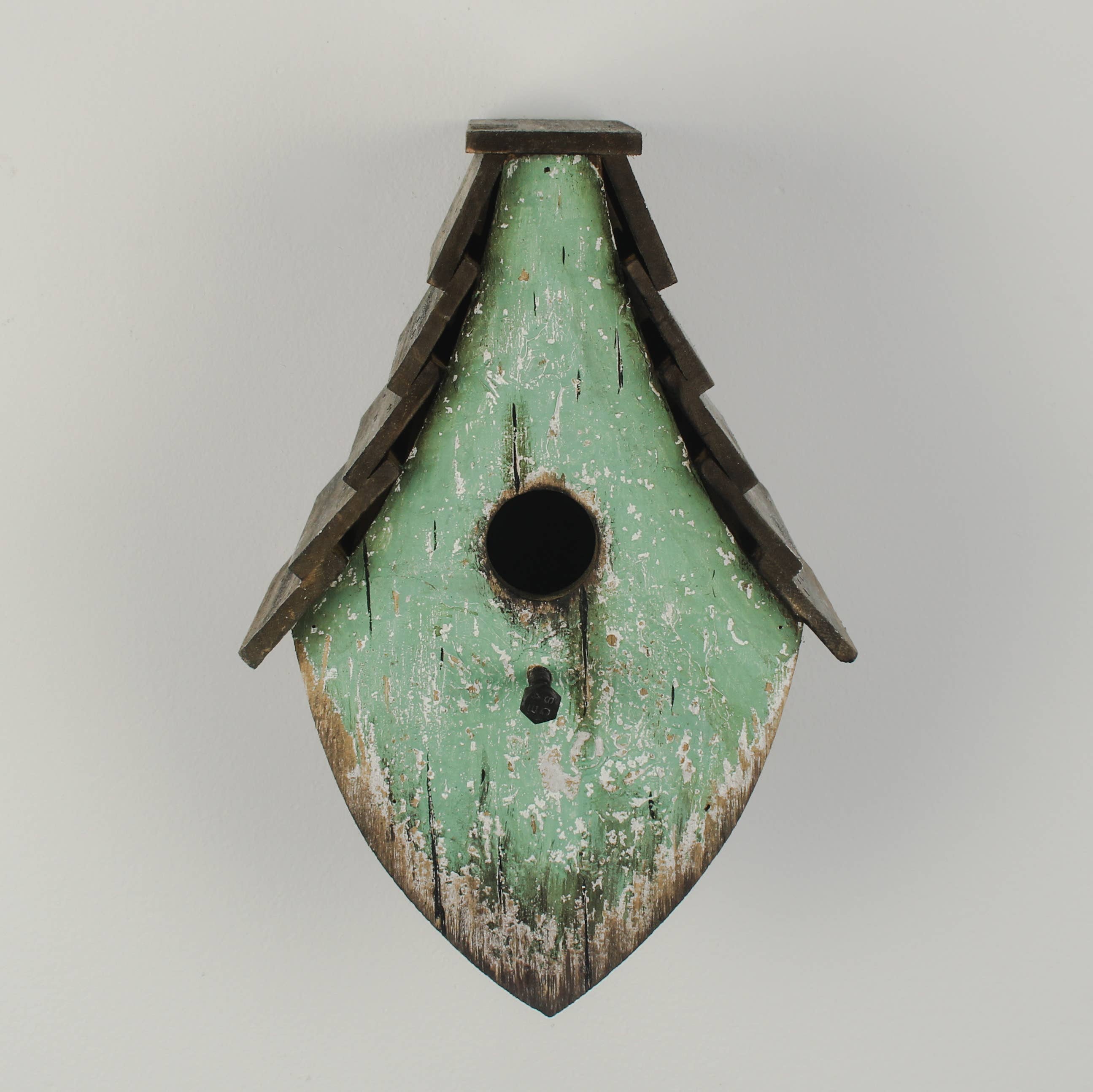 Originals International Ltd - Wholesale Bird House - Rustic Hand-Painted Wooden Bird house – Distressed Green2