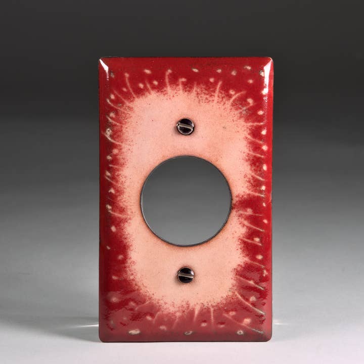 Cobertura de Interruptor de Luz em Esmalte de Cobre, Sgraffito Vermelho por atacado de Kristin Ellis