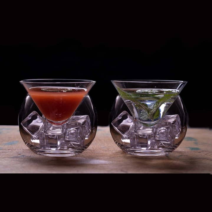 Lemonsoda - Wholesale Cocktail/Liquor Glass - Stemless Martini Glasses with Chiller (7oz) (1pc)