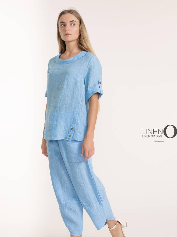 SS25 - Blouse en lin française Lin O (TP-1340-31) pour la vente par LINEN LUV