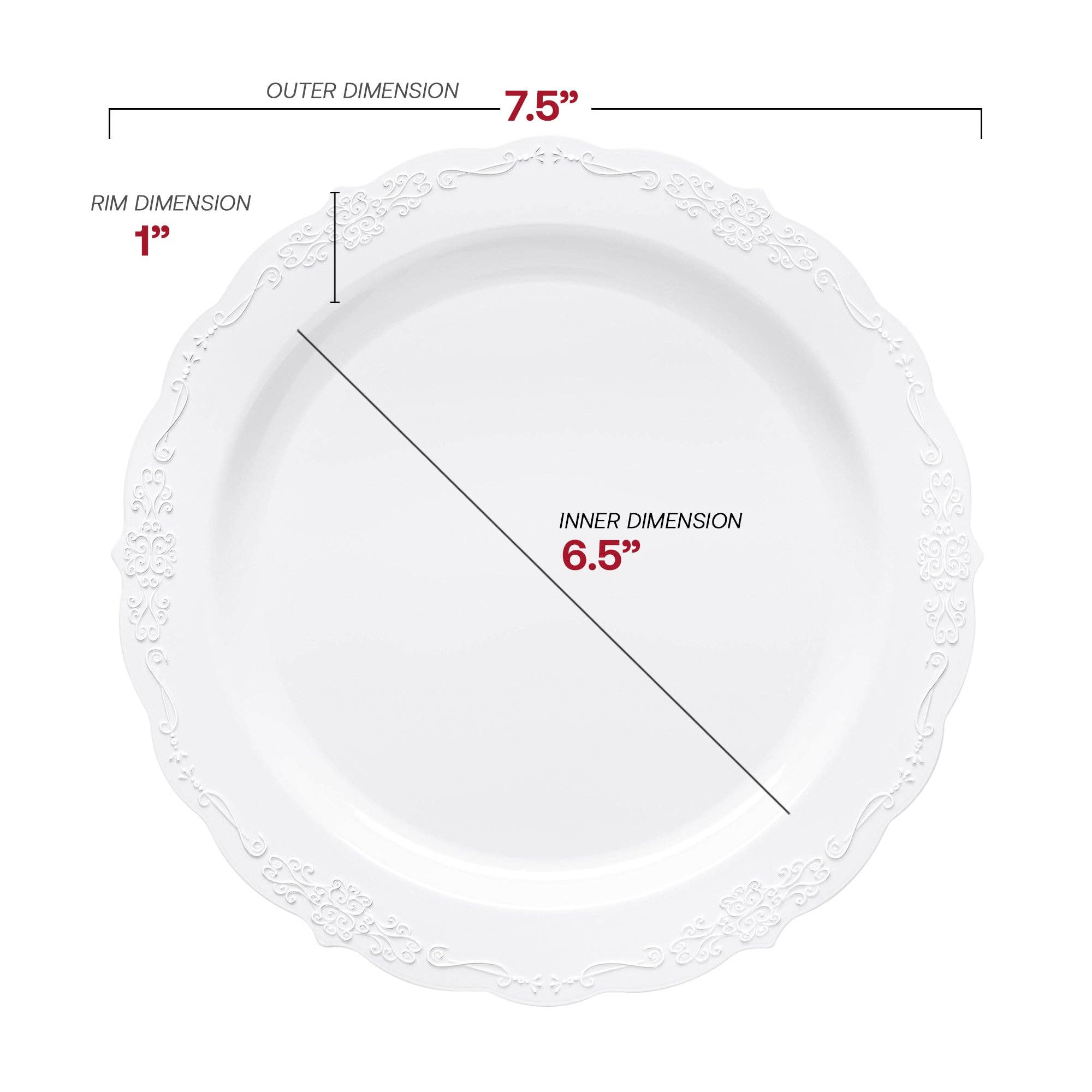 Smarty had a Party - Wholesale Disposable Plate - White Vintage Round Plastic Dinnerware Set - 120 Guests3