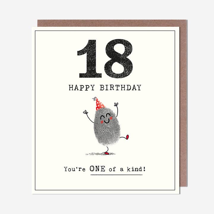 One Of A Kind Thumbprint 18th Birthday Card for wholesale by Pigment Productions Ltd