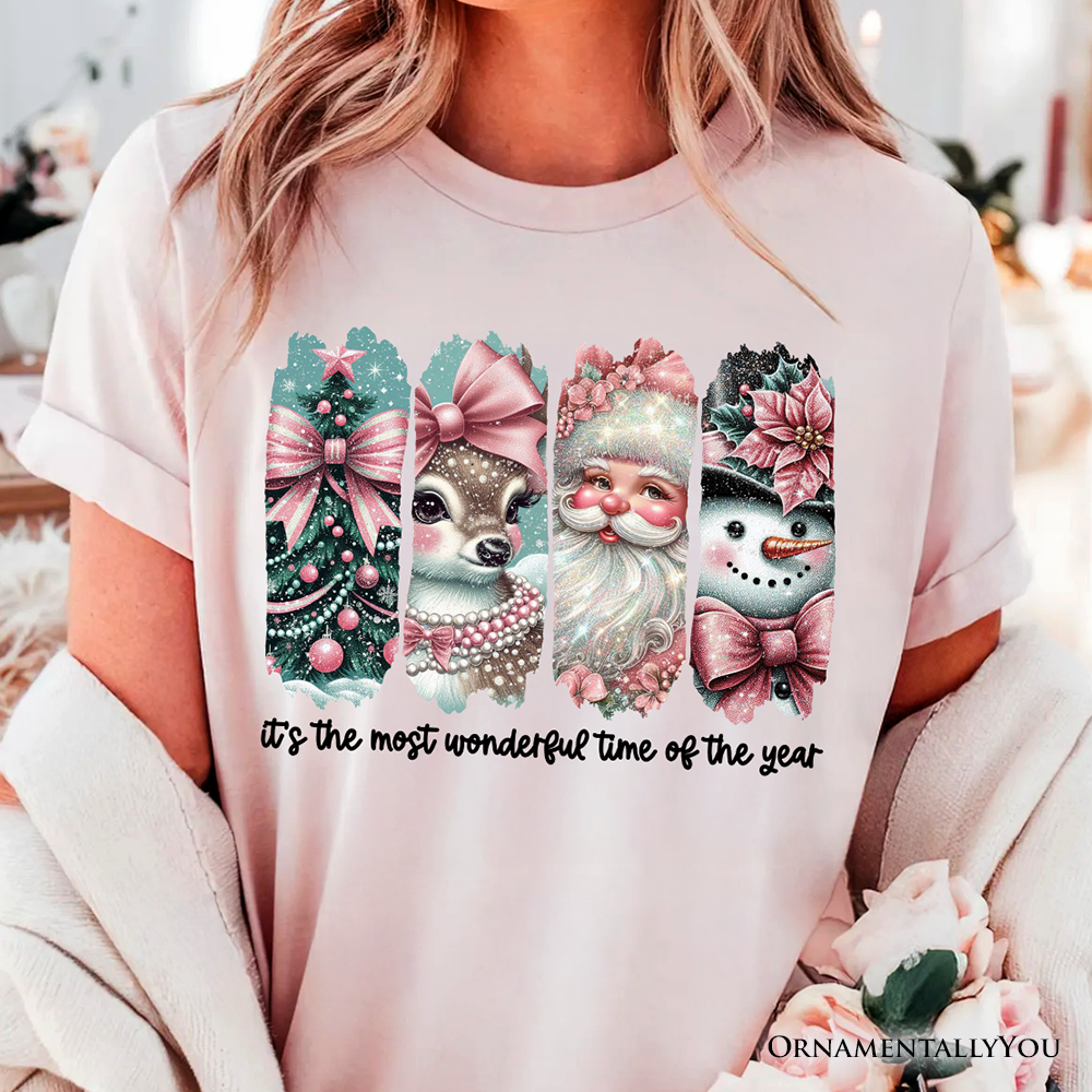 OrnamentallyYou - Vente T-shirt sérigraphié – femme - T-shirt de Noël rose coquette, le t-shirt du moment le plus merveilleux2