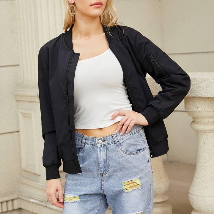 Rosa Clothing - Wholesale Bomber Jacket - Women's - zip front bomber jacket with side pocket18